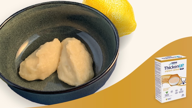 Bol de granola lisse saveur citron préparée avec ThickenUP Instant Cereal